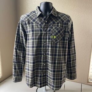 🆕 UNDER ARMOUR All Season Gear Plaid Snap Button Mens M Green Black NWT